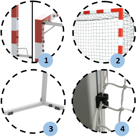 Pack 2 buts de handball compétition mobile en aluminium, cat. Supérieure (x2)