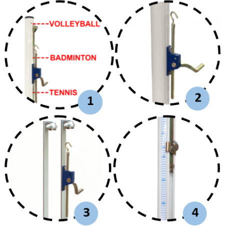 Poteaux volley ajustables en acier à sceller Ø90mm