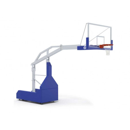 Panier de compétition de basket intérieur mobile et pliable, déport 2,1m ou 3,25m