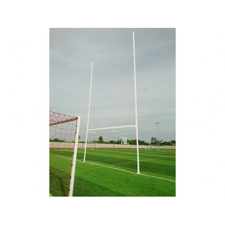 Pack 2 buts de rugby en aluminium à sceller, 8m, cat. Standard